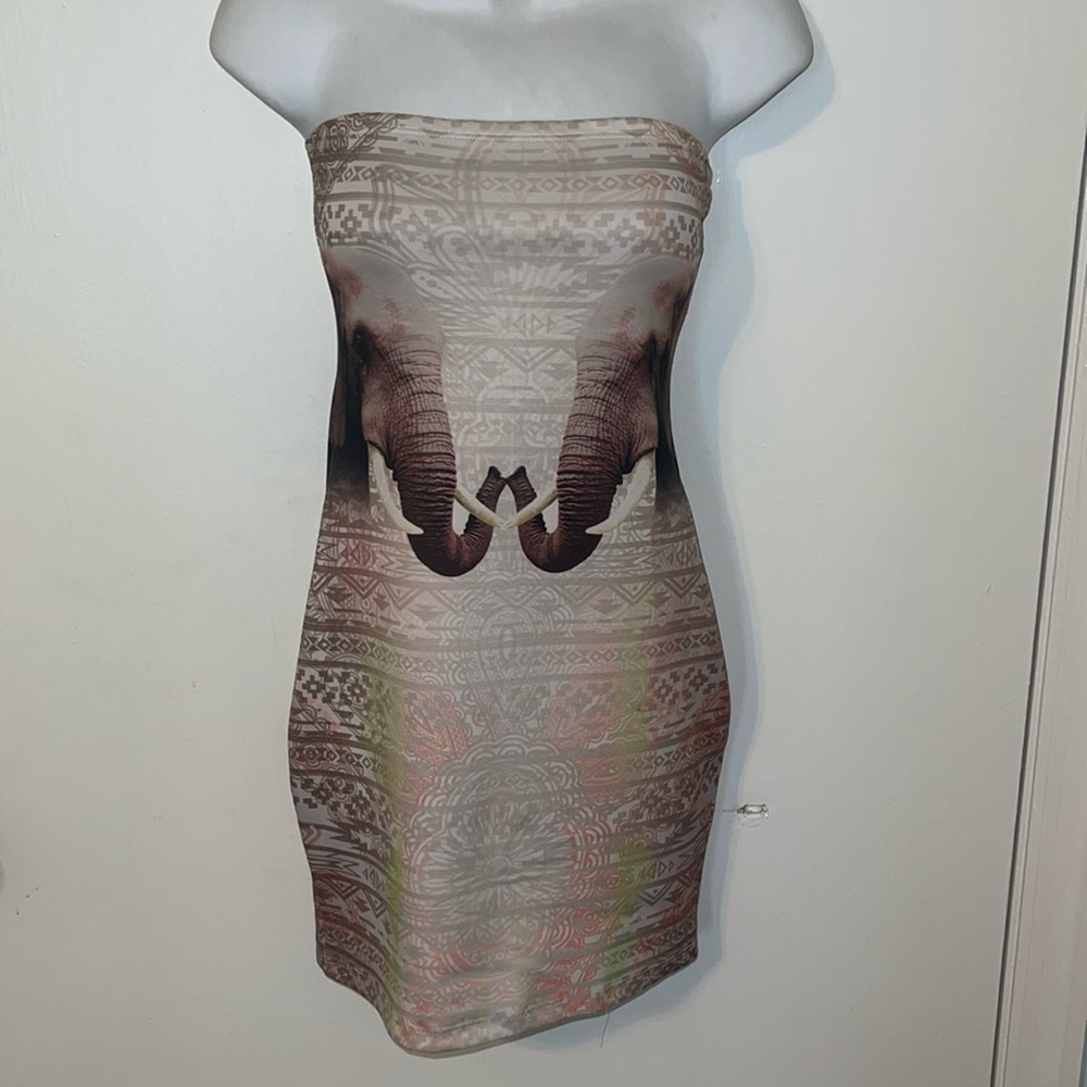 Love Blossom Tube dress tribal design Elephants size M